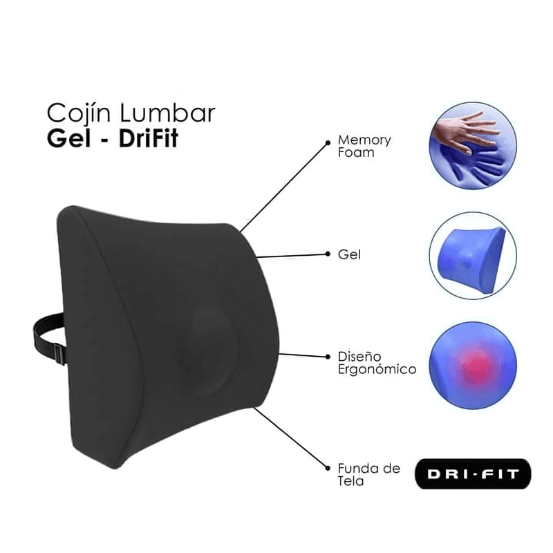 COJÍN LUMBAR MEMORY FOAM + FUNDA DRI FIT EXTRAÍBLE