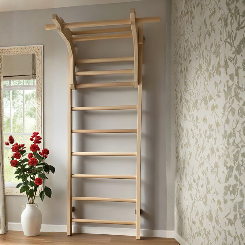 Escalera Sueca de Madera con Cabezal para Calistenia