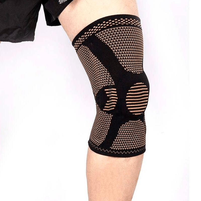 COPPER FIBER COMPRESSION KNEE SUPPORT WITH GEL AND RODS